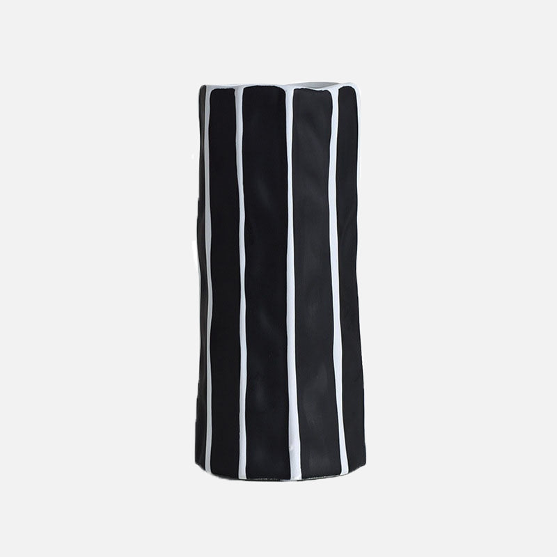 Straton Ceramic Vase Set – Black White Striped Decorative Porcelain Flower Vases Living Room Table