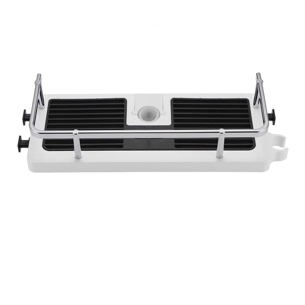 Stratum Slide Shower Caddy – Adjustable Bathroom Organizer Storage Rack White Black Plastic