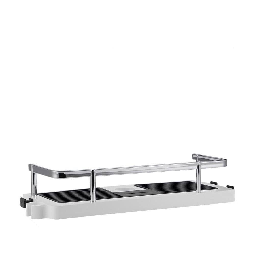 Stratum Slide Shower Caddy – Adjustable Bathroom Organizer Storage Rack White Black Plastic