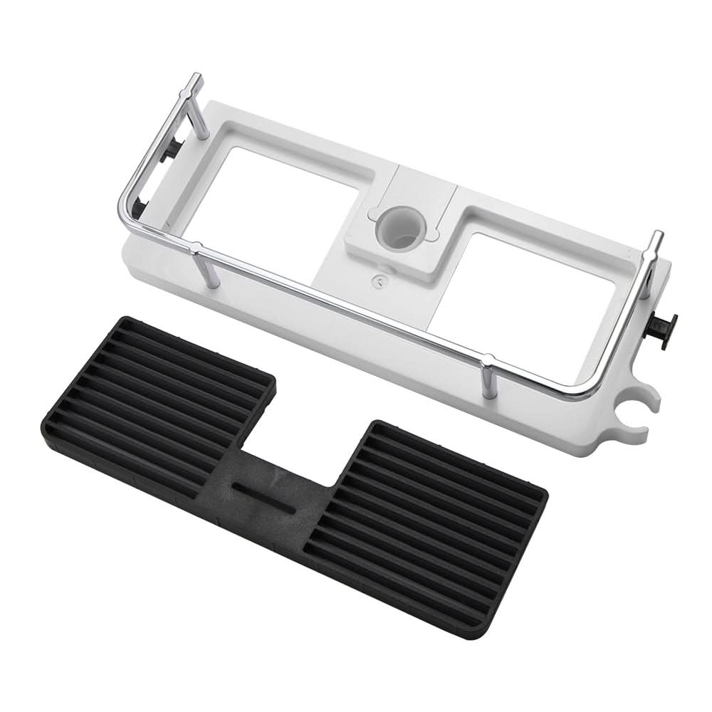 Stratum Slide Shower Caddy – Adjustable Bathroom Organizer Storage Rack White Black Plastic
