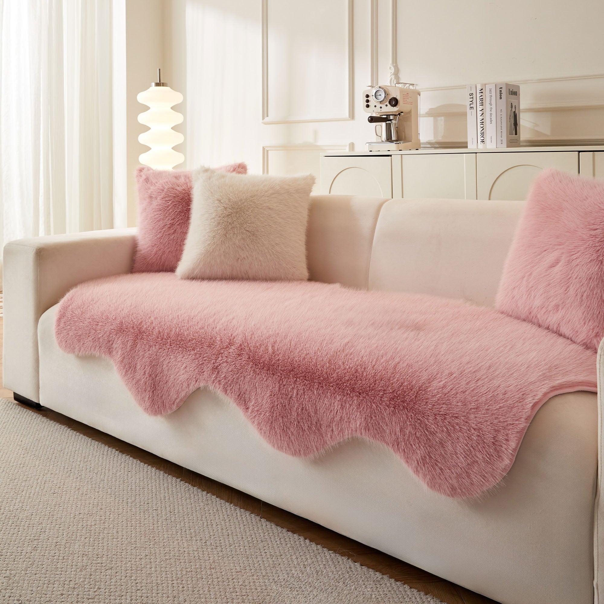 Pelton Faux Fur Throw Blanket – Black Sheepskin Couch Cover Sofa Living Room Bedroom Decor