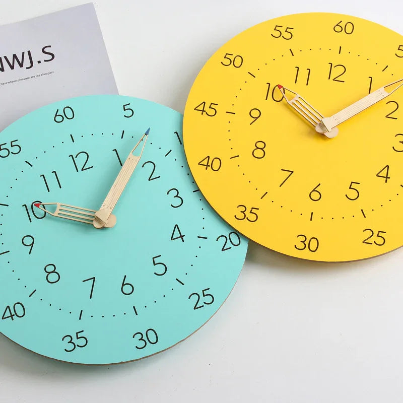 Cronox Teaching Wall Clock – Modern Silent Sweep Analog Kids Learning Dual Time Display Home Decor