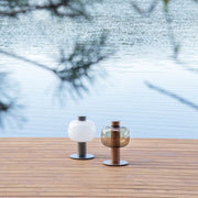 Modern Amber Glass LED Table Lamp – Warm Decorative Lighting Fixture