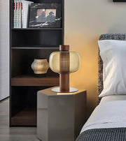 Modern Amber Glass LED Table Lamp – Warm Decorative Lighting Fixture