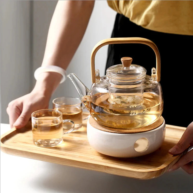 Verdani Glass Teapot – Clear Borosilicate Heat Resistant Brewing Pot Bamboo Handle 400ml 1000ml