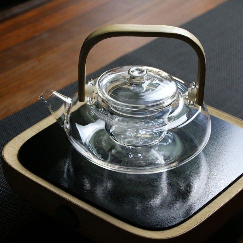 Verdani Glass Teapot – Clear Borosilicate Heat Resistant Brewing Pot Bamboo Handle 400ml 1000ml