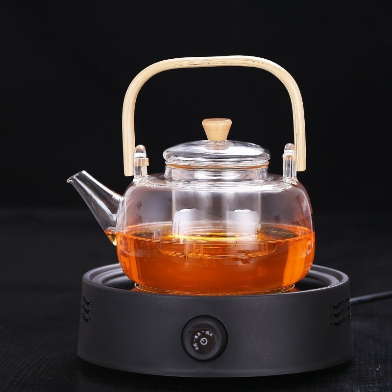 Verdani Glass Teapot – Clear Borosilicate Heat Resistant Brewing Pot Bamboo Handle 400ml 1000ml
