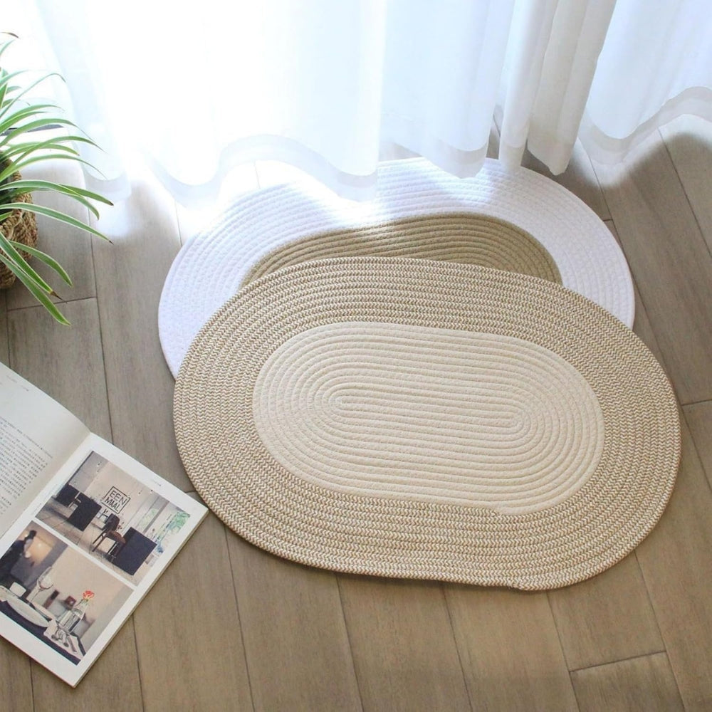 Rivendale Oval Braided Rug – Handwoven Natural Hemp Jute Floor Mat Living Room Bedroom Entryway