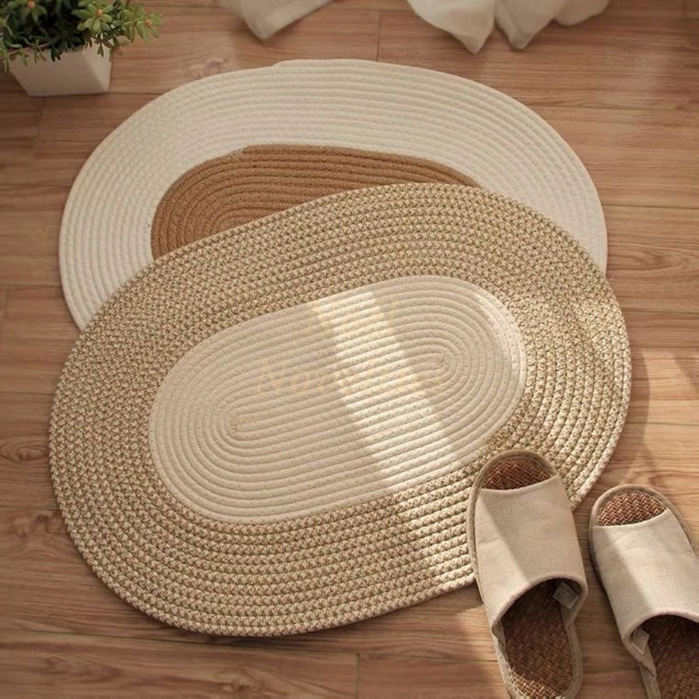Rivendale Oval Braided Rug – Handwoven Natural Hemp Jute Floor Mat Living Room Bedroom Entryway