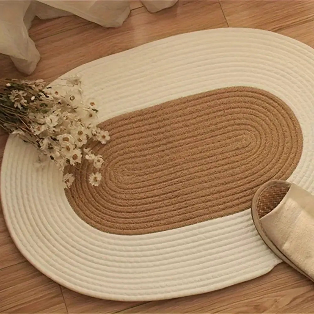 Rivendale Oval Braided Rug – Handwoven Natural Hemp Jute Floor Mat Living Room Bedroom Entryway