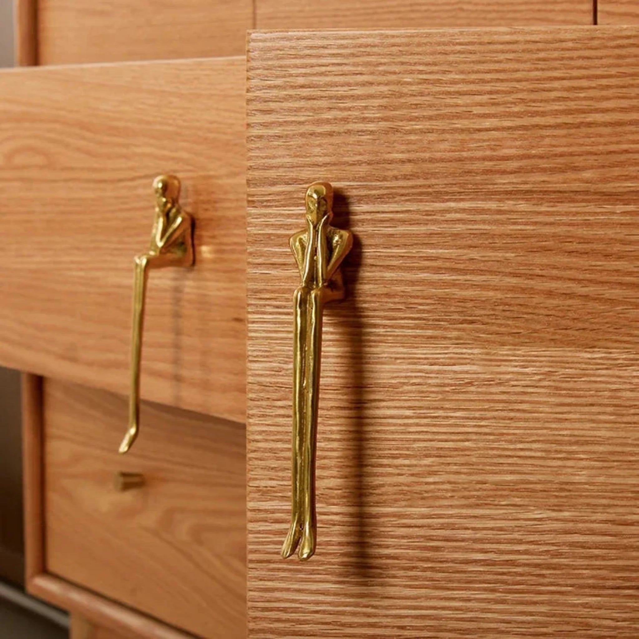 Pensive Cabinet Handle – Sculptural Brass Figure Door Pull Decorative Hardware Living Room Bedroom
