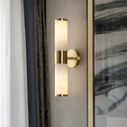 Modern Brass Cylinder Wall Lamp – Dual Frosted Glass Tube Light