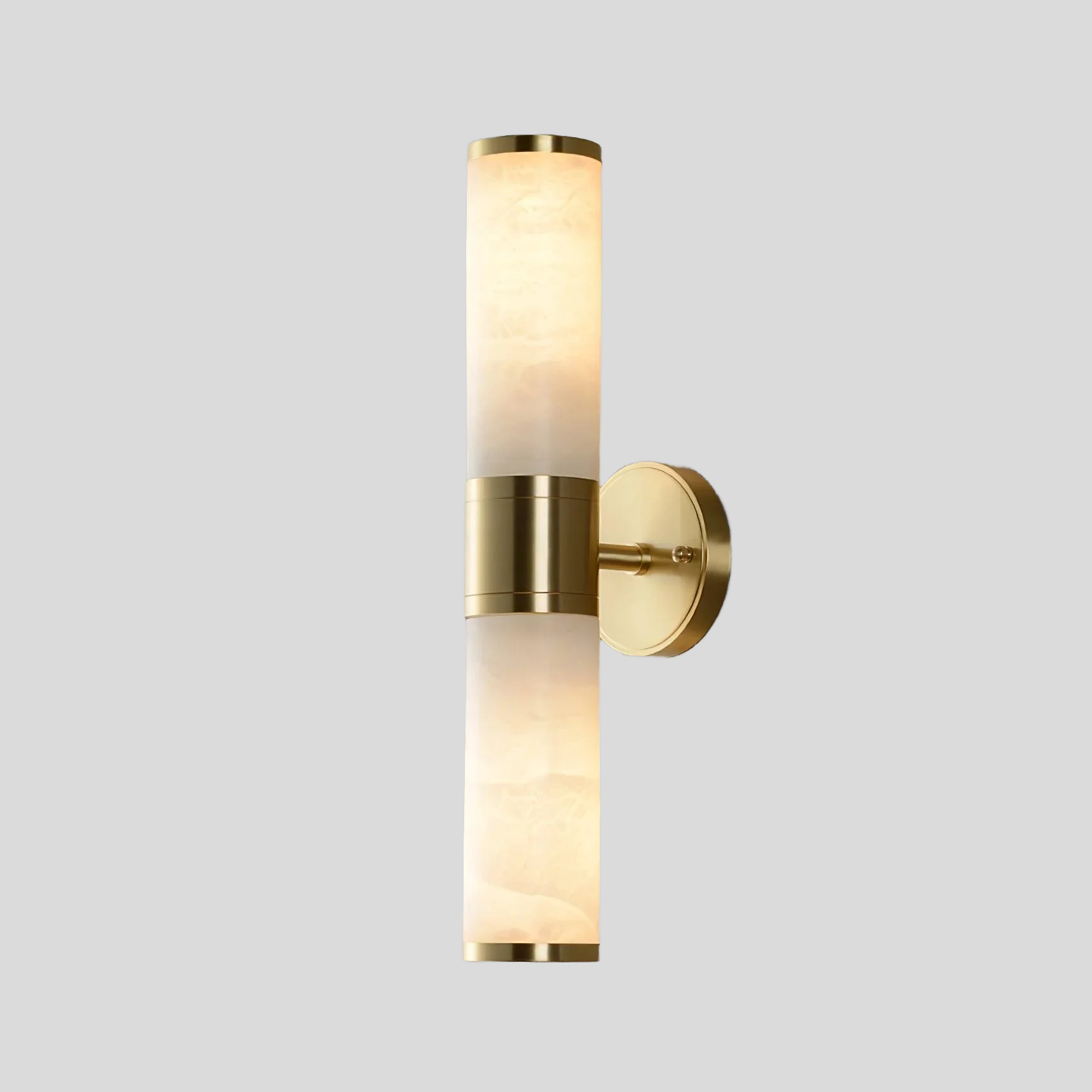 Modern Brass Cylinder Wall Lamp – Dual Frosted Glass Tube Light