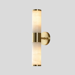 Modern Brass Cylinder Wall Lamp – Dual Frosted Glass Tube Light