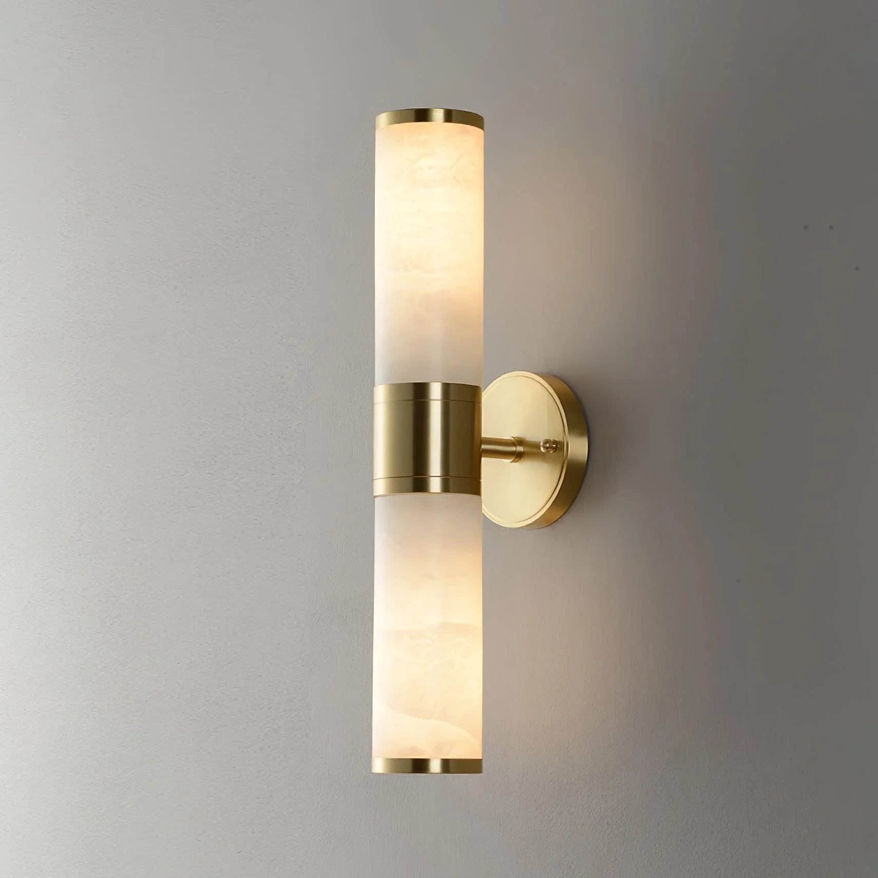 Modern Brass Cylinder Wall Lamp – Dual Frosted Glass Tube Light
