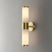 Modern Brass Cylinder Wall Lamp – Dual Frosted Glass Tube Light