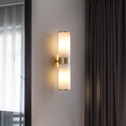 Modern Brass Cylinder Wall Lamp – Dual Frosted Glass Tube Light