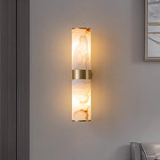 Modern Brass Cylinder Wall Lamp – Dual Frosted Glass Tube Light