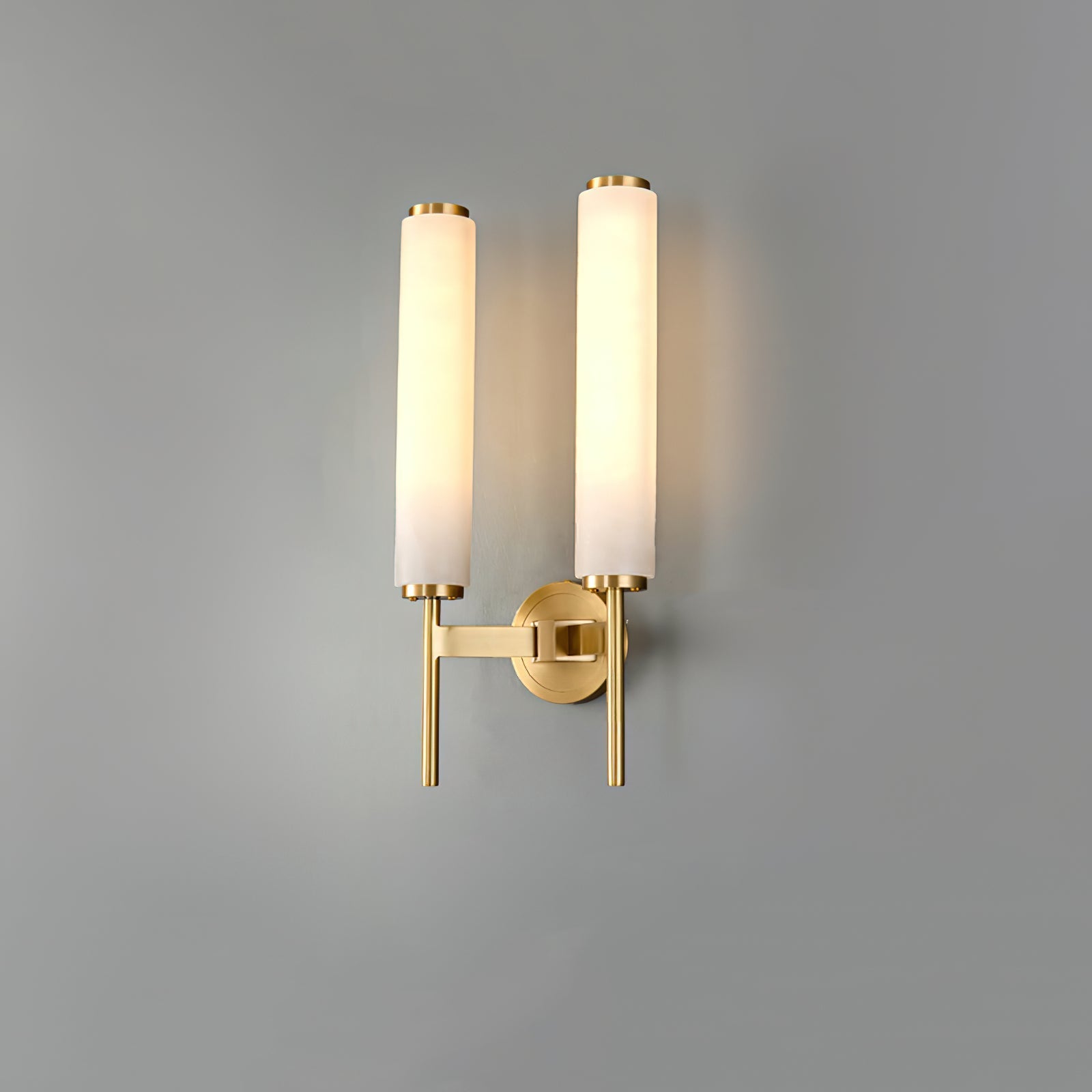 Briona Disc Wall Sconce – Brass Opaque Glass Wall Lighting Fixture