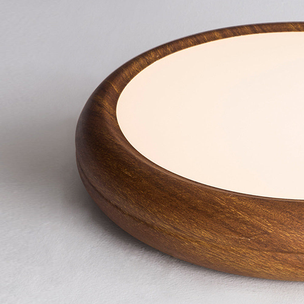 Granlux Flush Mount Ceiling Light – LED Round Wood Grain Bedroom Living Room Decorative Lighting