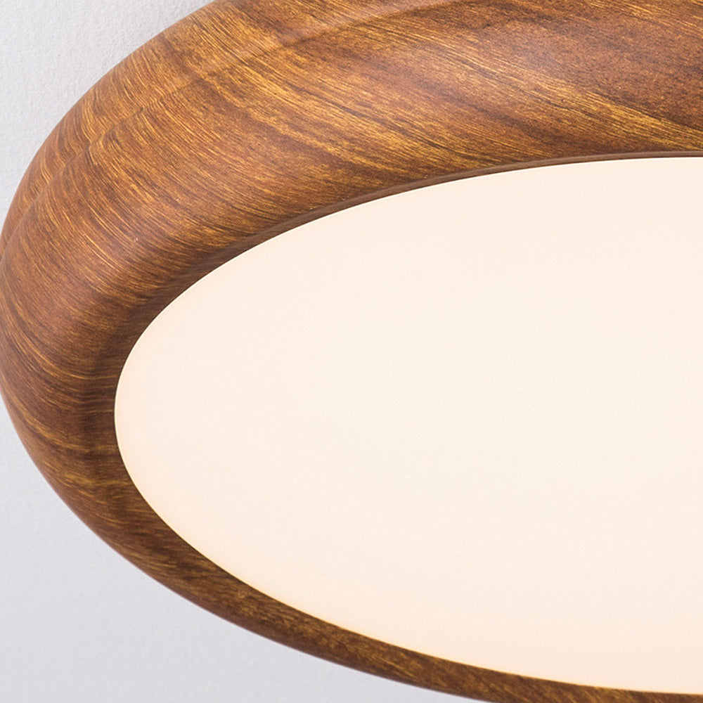 Granlux Flush Mount Ceiling Light – LED Round Wood Grain Bedroom Living Room Decorative Lighting