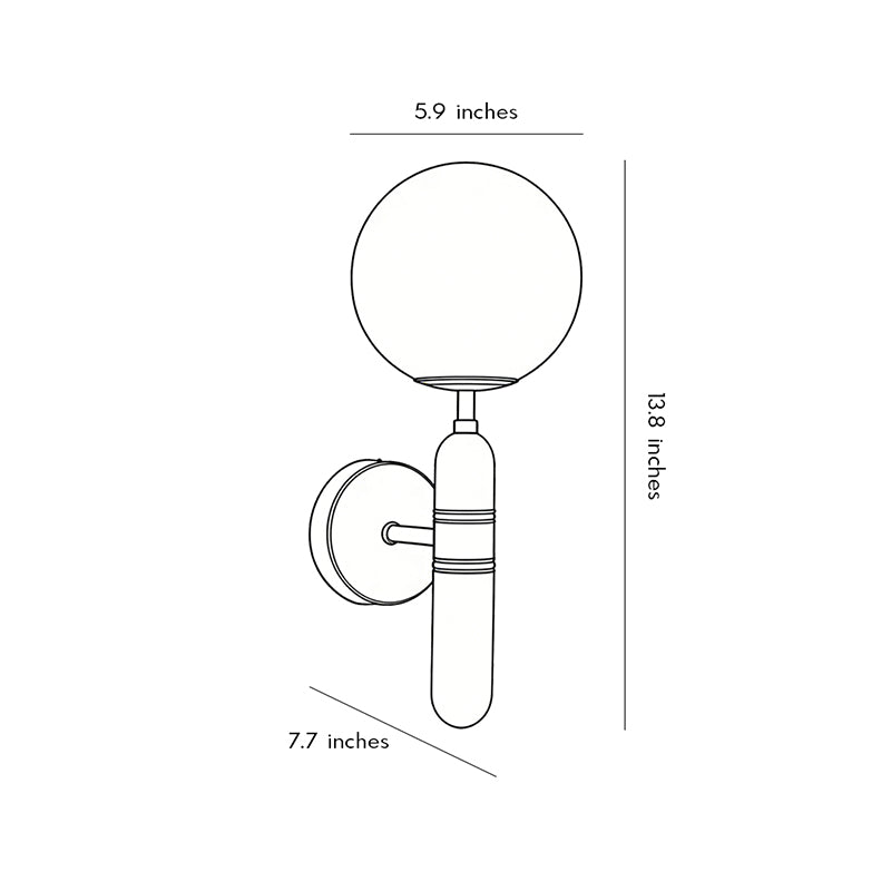 Solenne Globe Wall Sconce – Modern White Marble Brass Wall Light Bedroom Living Room Decorative Lighting