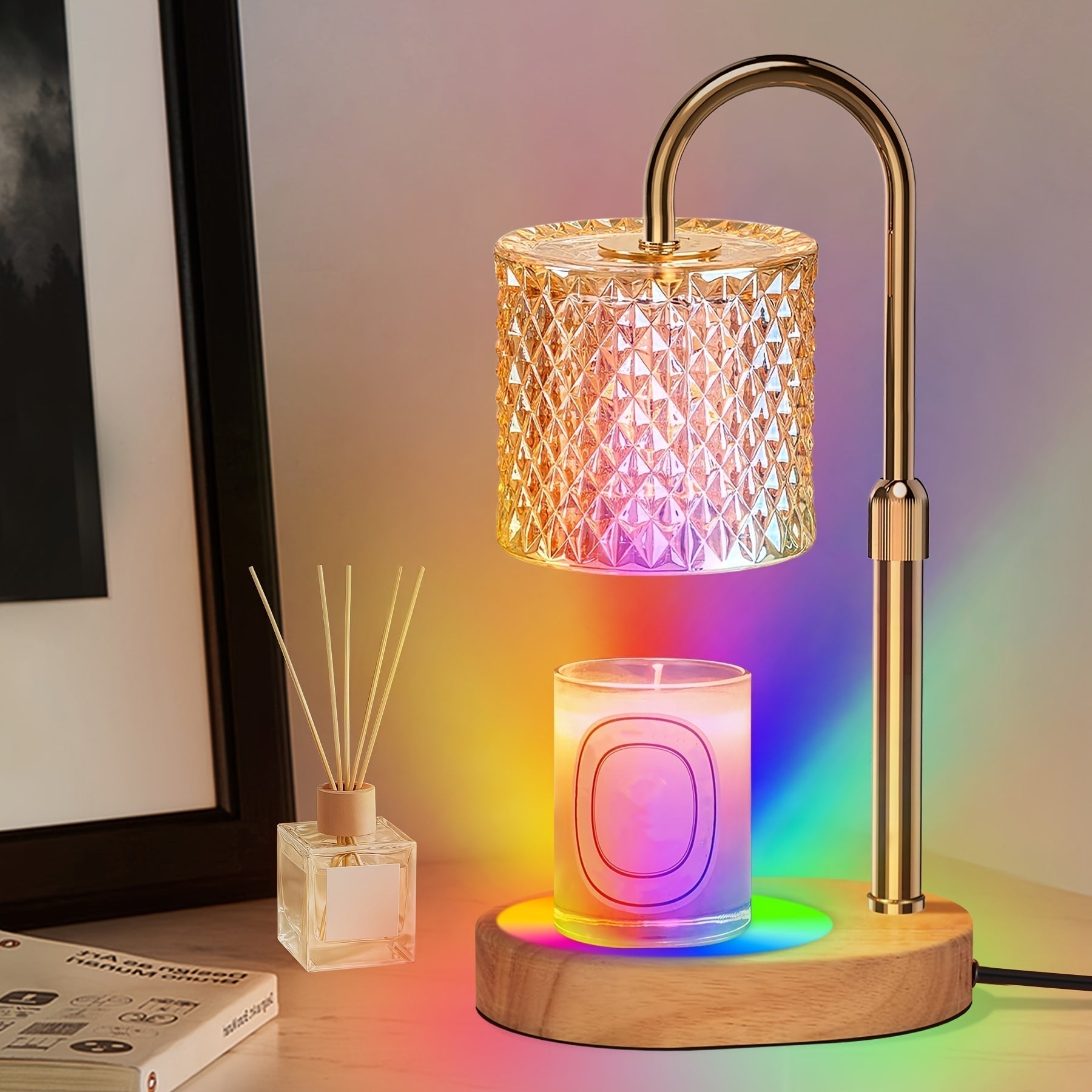 Prismera Table Lamp – Crystal Glass Candle Warmer LED Flameless Decorative Lighting Bedroom Living Room