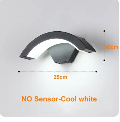 Modern Curved Outdoor Wall Lamp with Ambient LED Glow – Waterproof Exterior Architectural Light
