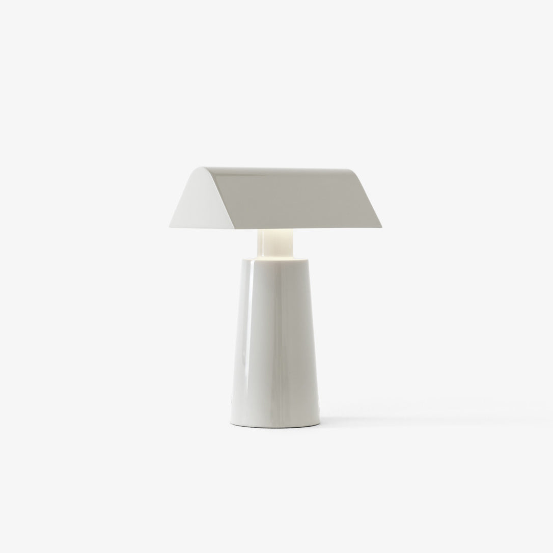 Cove Glass Table Lamp - LED Banker Style Desk Lighting Lacquered Steel Base Modern Home Office