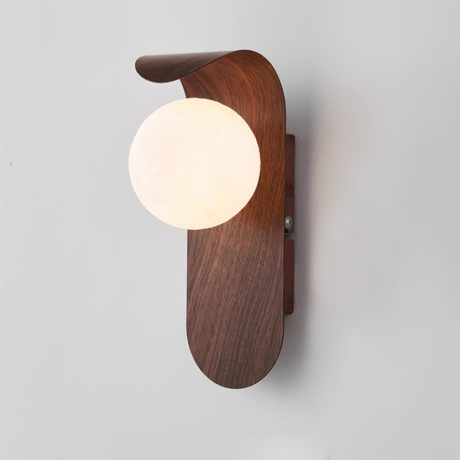 Horizon Grade Wall Lamp – LED Indoor Modern Wood Base Wall Light Frosted Glass Diffuser