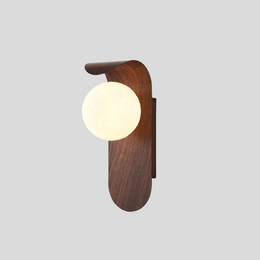 Horizon Grade Wall Lamp – LED Indoor Modern Wood Base Wall Light Frosted Glass Diffuser