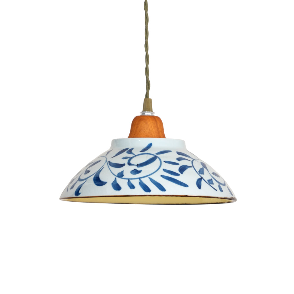 Arden Hand-Painted Ceramic Pendant - Blue Pattern Hanging Ceiling Light