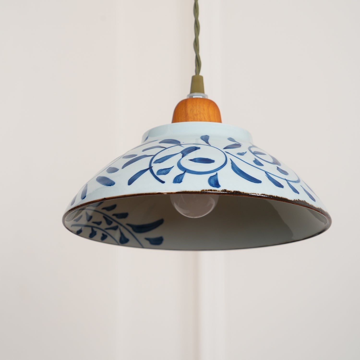 Arden Hand-Painted Ceramic Pendant - Blue Pattern Hanging Ceiling Light