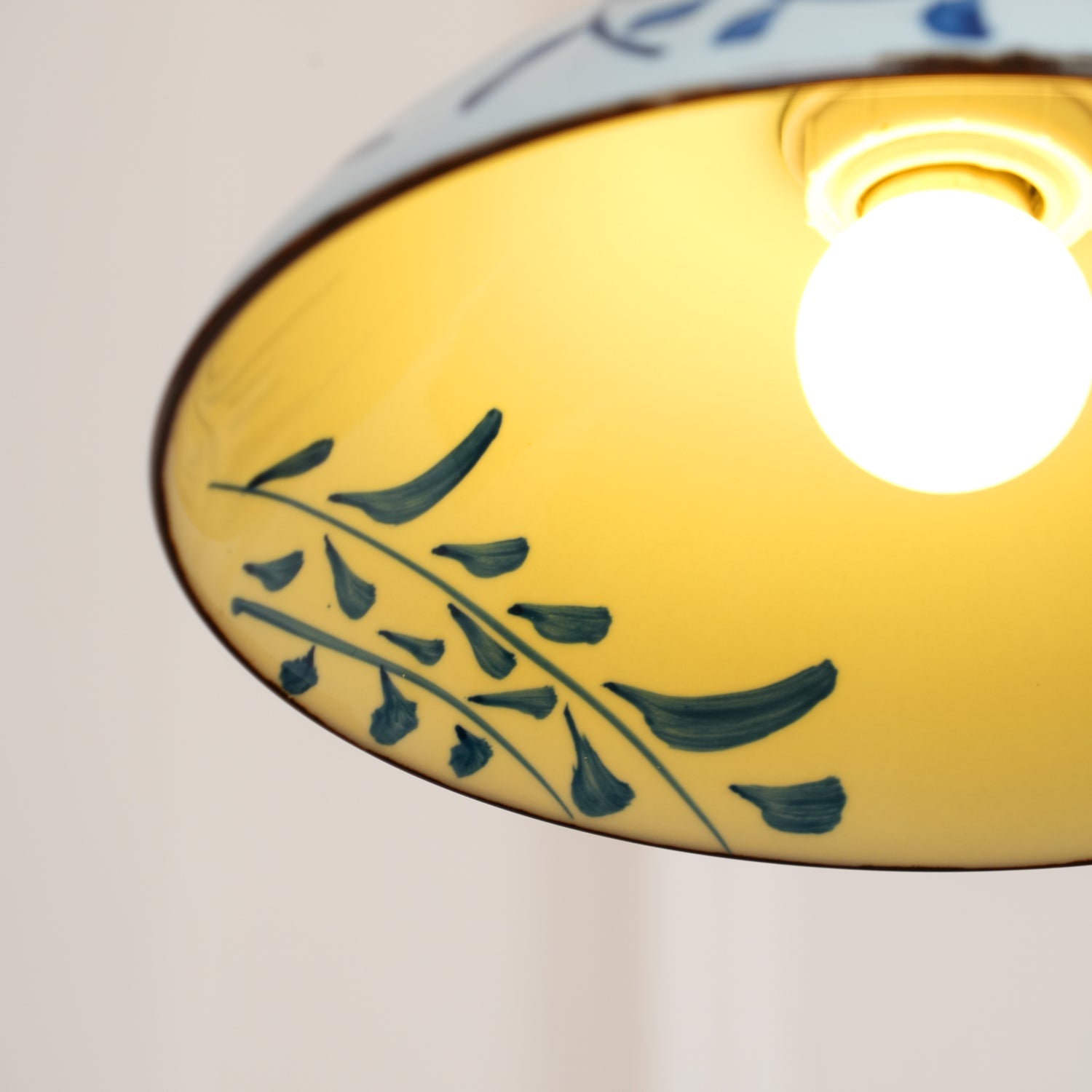 Arden Hand-Painted Ceramic Pendant - Blue Pattern Hanging Ceiling Light