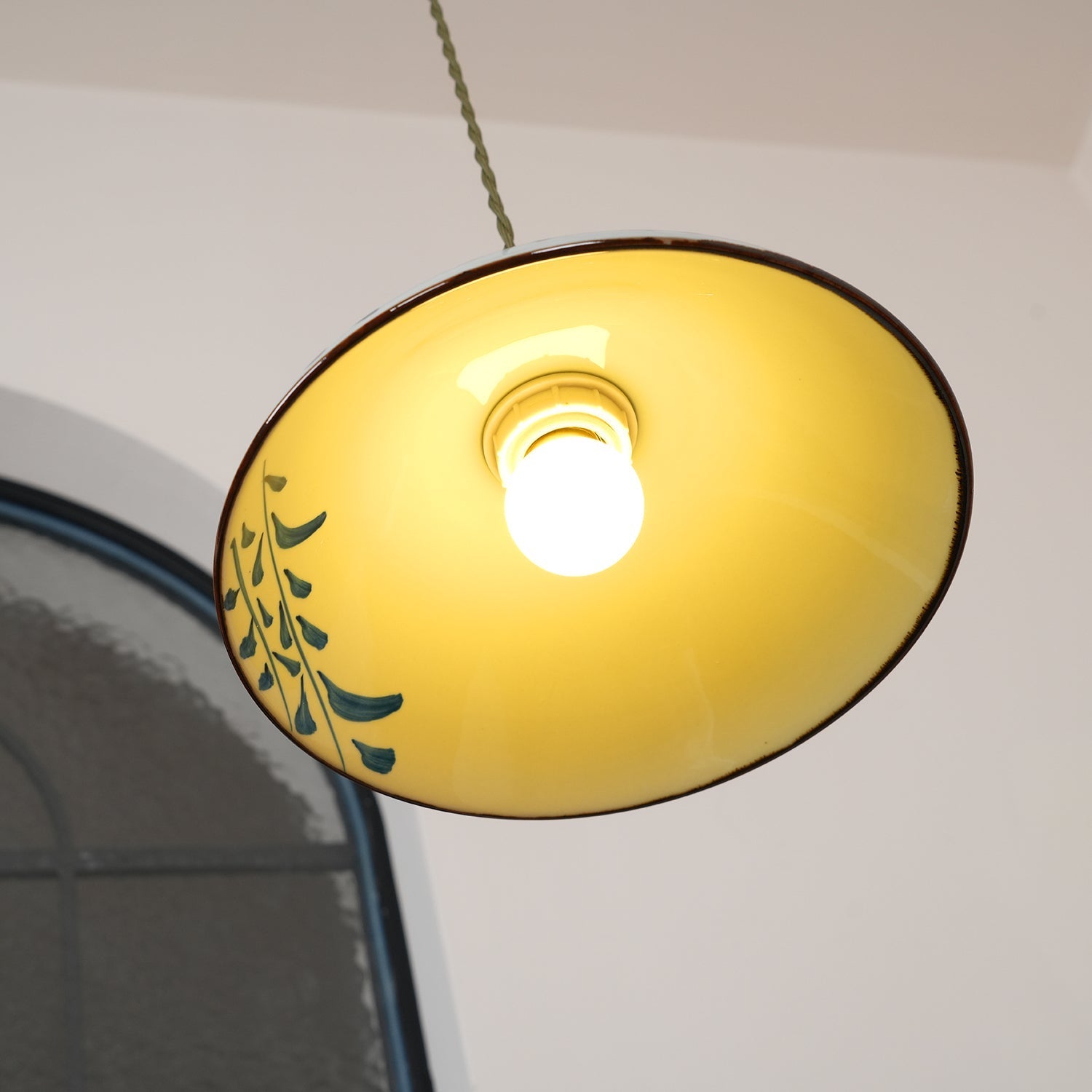 Arden Hand-Painted Ceramic Pendant - Blue Pattern Hanging Ceiling Light