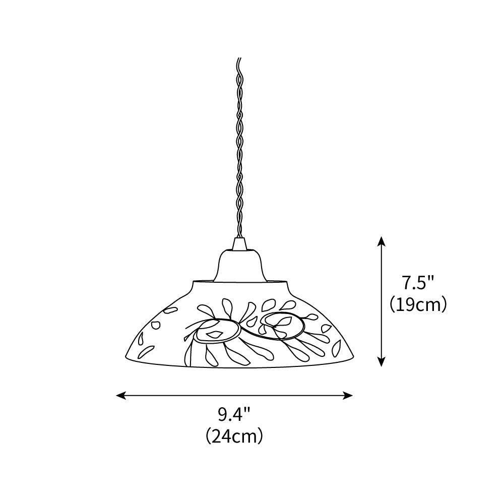 Arden Hand-Painted Ceramic Pendant - Blue Pattern Hanging Ceiling Light