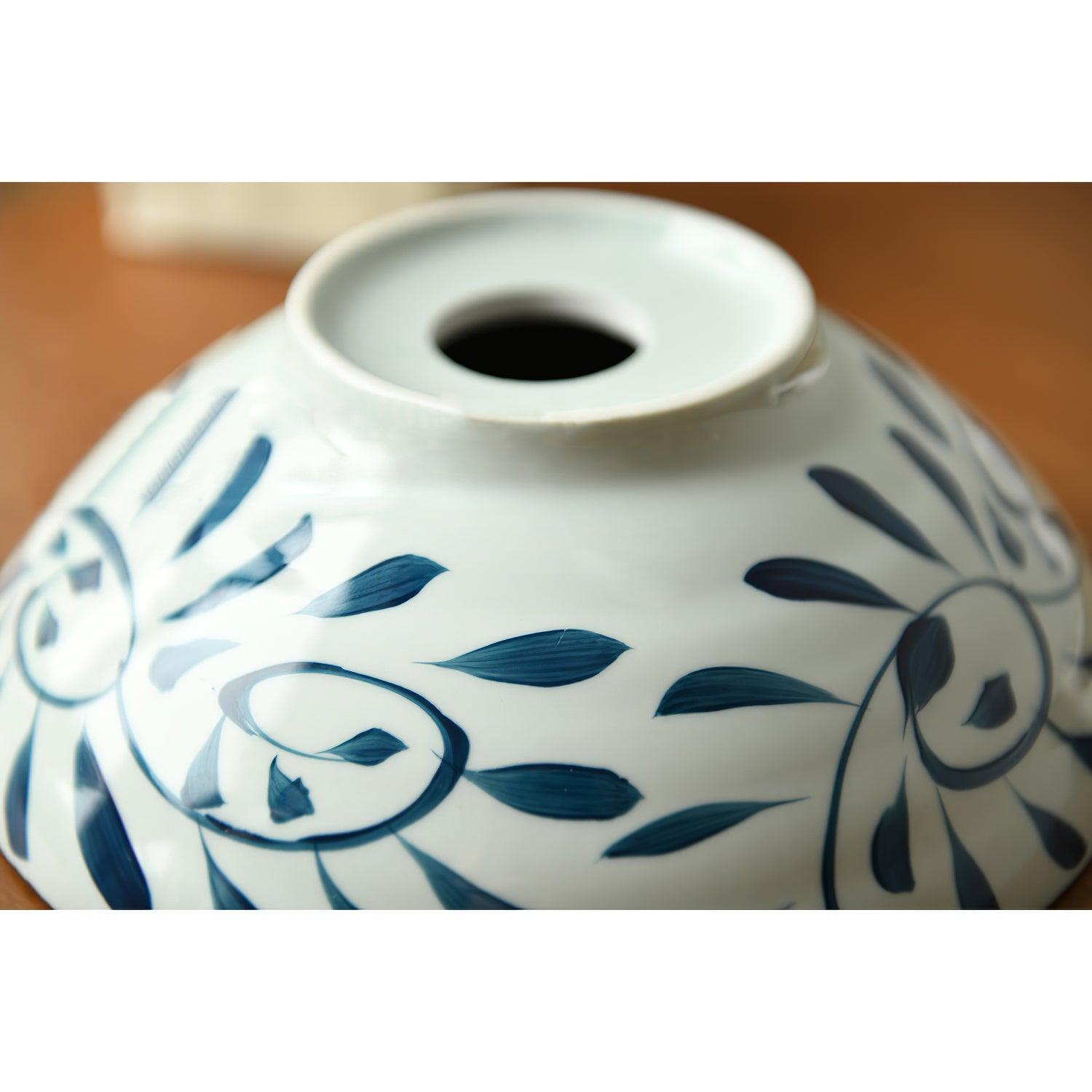 Arden Hand-Painted Ceramic Pendant - Blue Pattern Hanging Ceiling Light