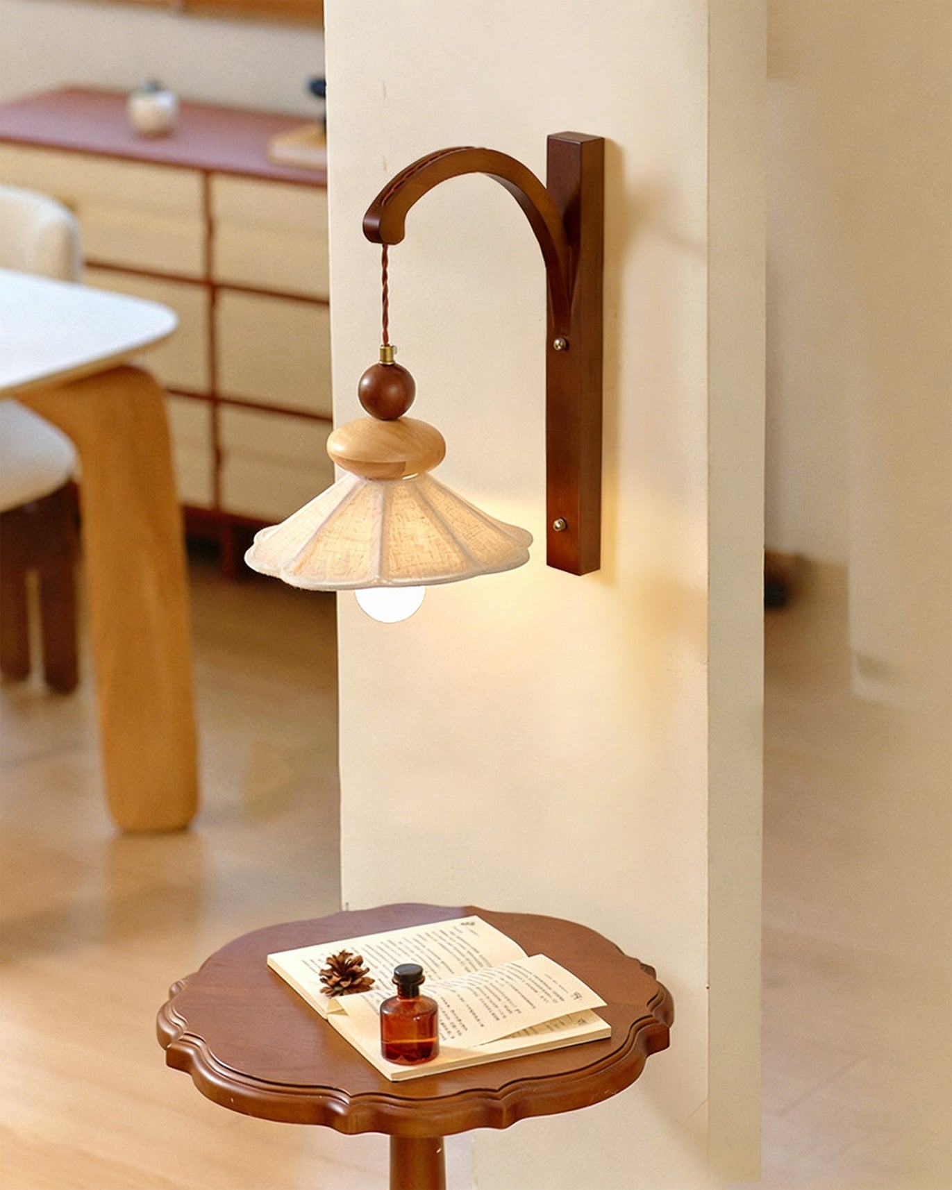 Balestra Arch Wall Sconce – Wooden Pendant Style Wall Lamp Decorative Lighting Bedroom Living Room