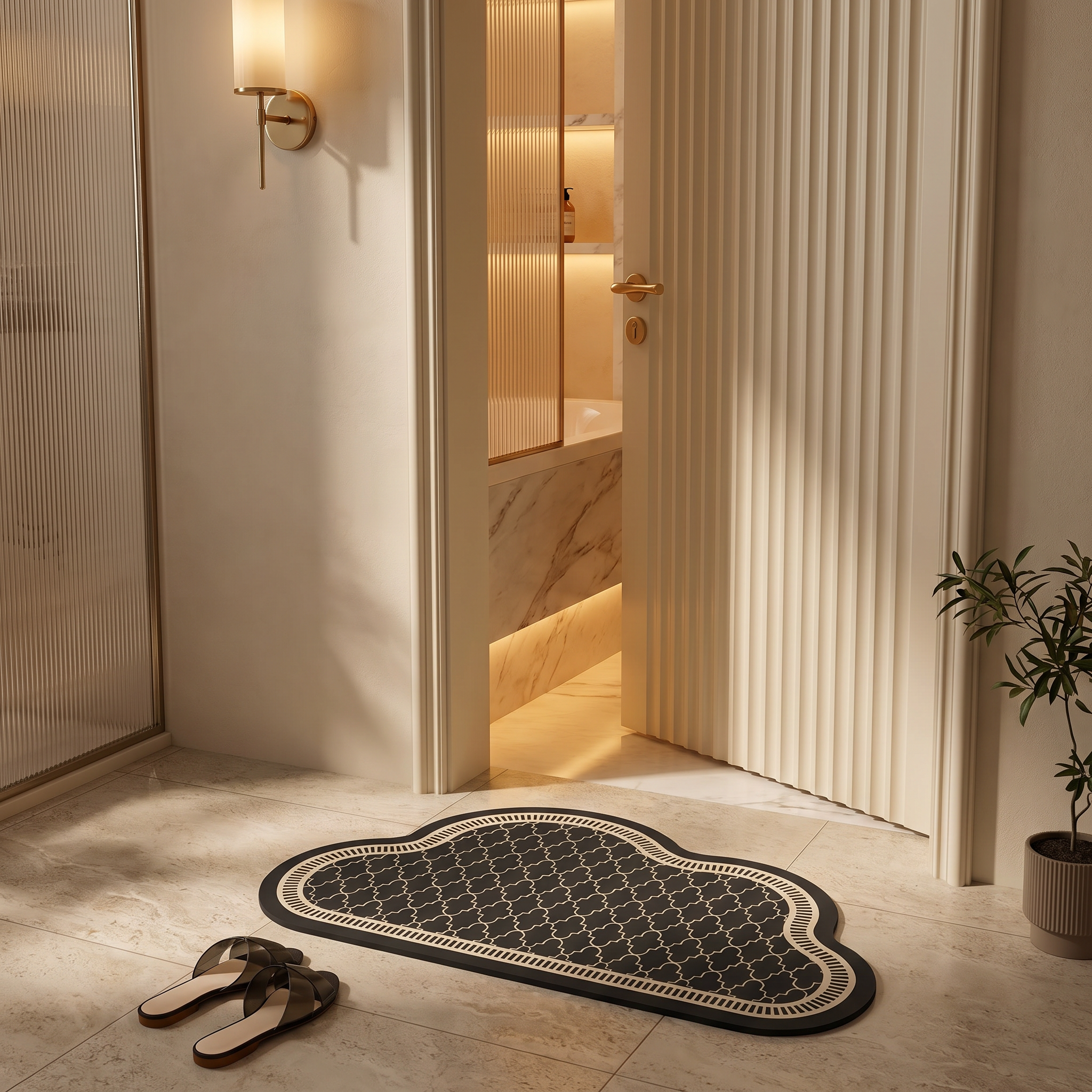 Nimbra Cloud Bath Mat – Diatom Mud Non-Slip Absorbent Washable Bathroom Floor Rug Decorative