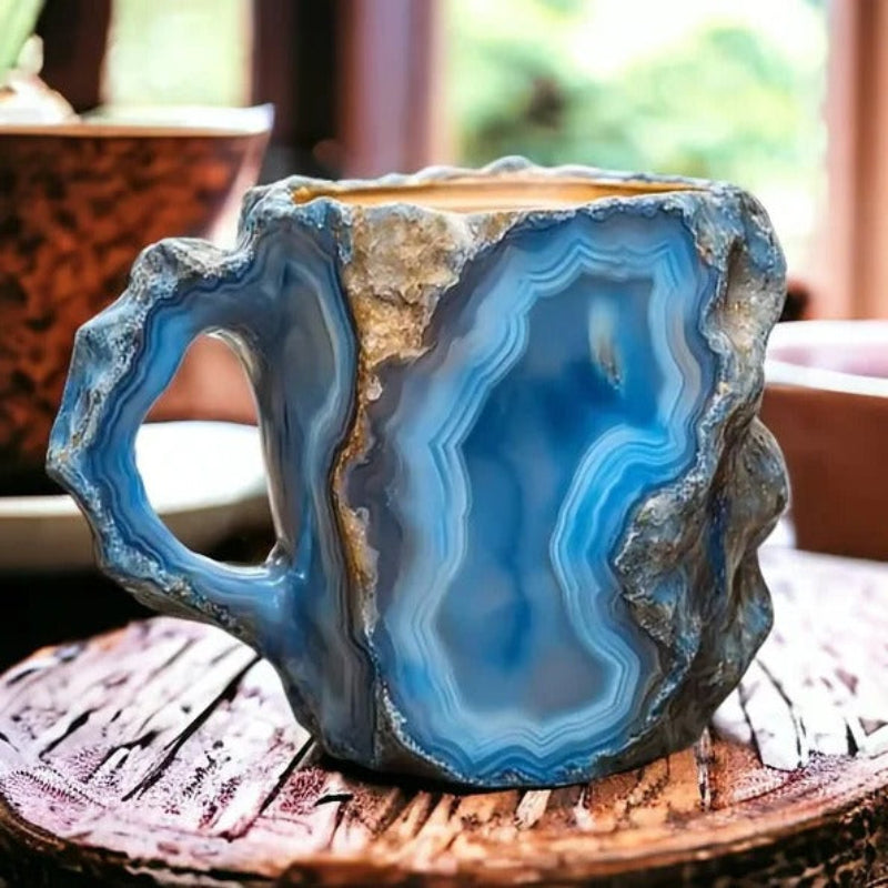 Geode Crystal Mug – Natural Amethyst Purple Resin Coffee Cup Ergonomic Handle Kitchen Drinkware