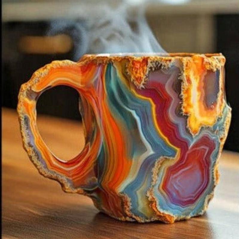 Geode Crystal Mug – Natural Amethyst Purple Resin Coffee Cup Ergonomic Handle Kitchen Drinkware