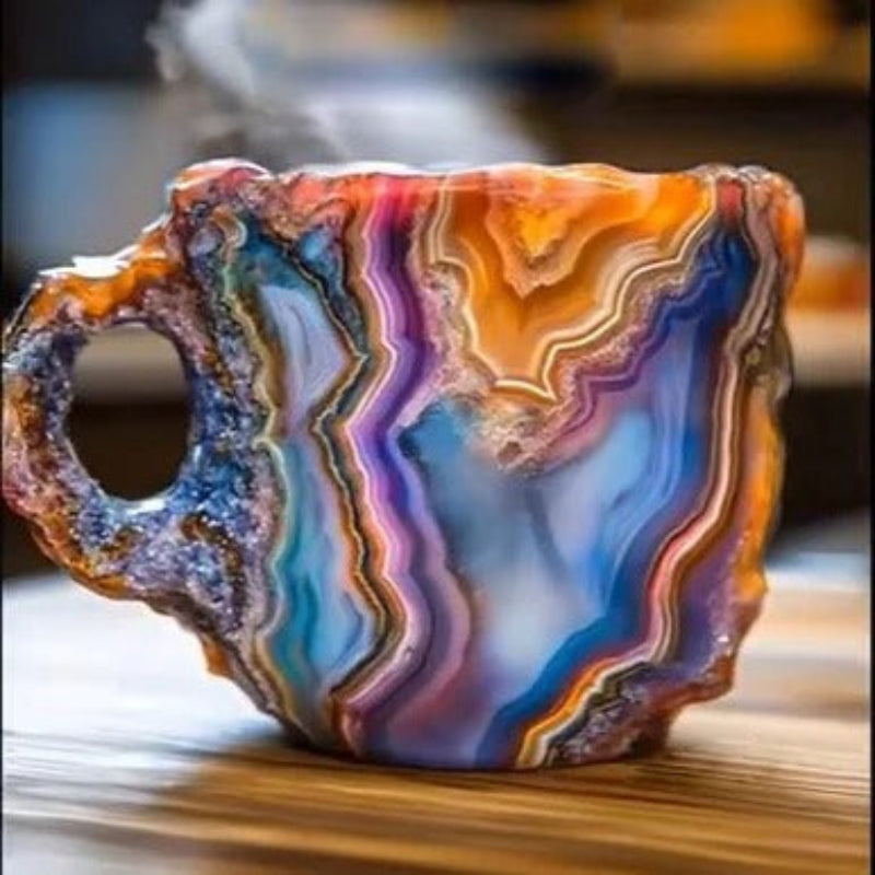 Geode Crystal Mug – Natural Amethyst Purple Resin Coffee Cup Ergonomic Handle Kitchen Drinkware