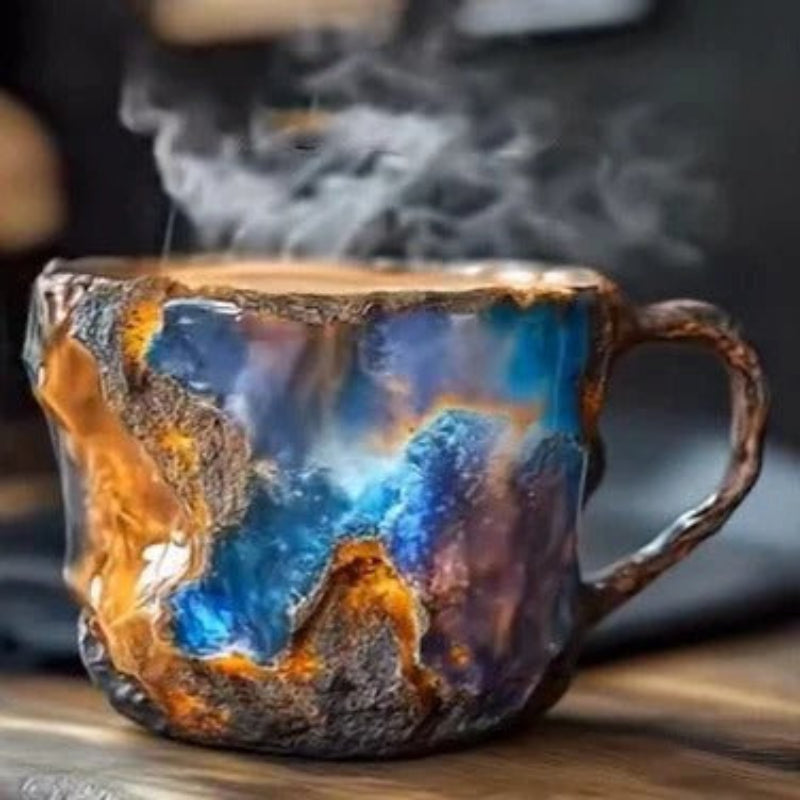 Geode Crystal Mug – Natural Amethyst Purple Resin Coffee Cup Ergonomic Handle Kitchen Drinkware