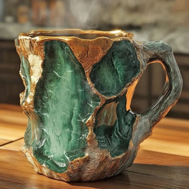 Geode Crystal Mug – Natural Amethyst Purple Resin Coffee Cup Ergonomic Handle Kitchen Drinkware