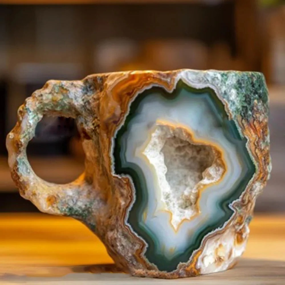 Geode Crystal Mug – Natural Amethyst Purple Resin Coffee Cup Ergonomic Handle Kitchen Drinkware