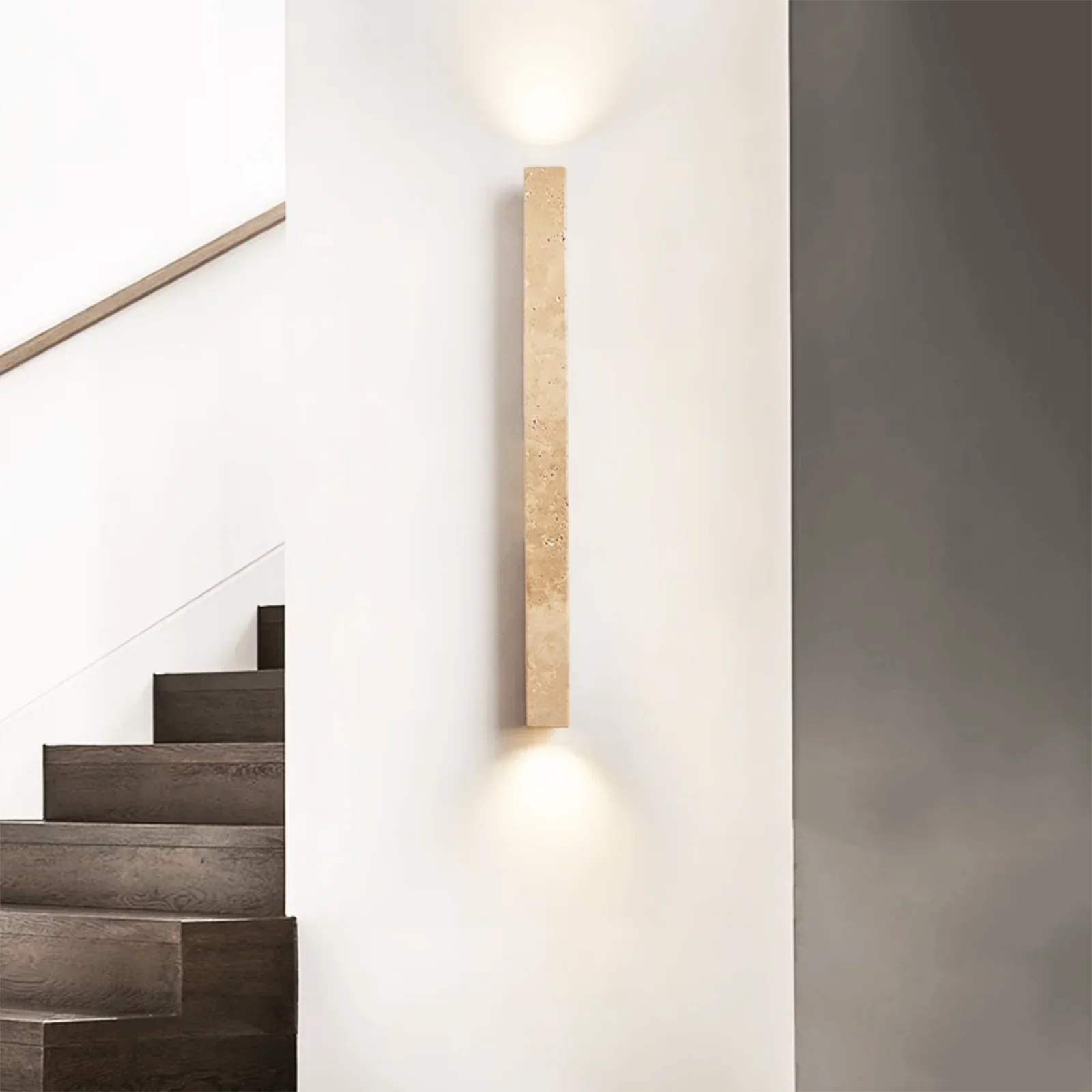 Colonnade Travertine Wall Light – Travertine Stone Fixture Subtle Veining Bi-Directional Glow