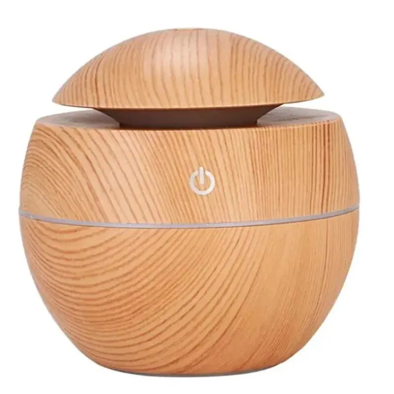 Spheris Globe Aromatherapy Diffuser – Wood Grain Ultrasonic Cool Mist Humidifier USB LED Light Bedroom Living Room