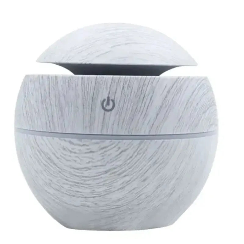 Spheris Globe Aromatherapy Diffuser – Wood Grain Ultrasonic Cool Mist Humidifier USB LED Light Bedroom Living Room