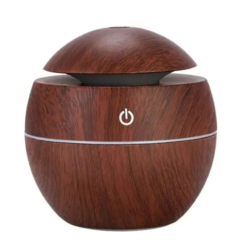 Spheris Globe Aromatherapy Diffuser – Wood Grain Ultrasonic Cool Mist Humidifier USB LED Light Bedroom Living Room