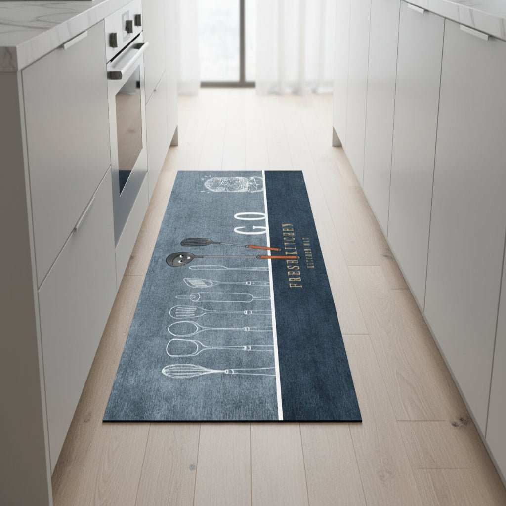 Lattica Kitchen Floor Mat – Geometric Basketweave Crystal Velvet Non-Slip Absorbent Runner Rug